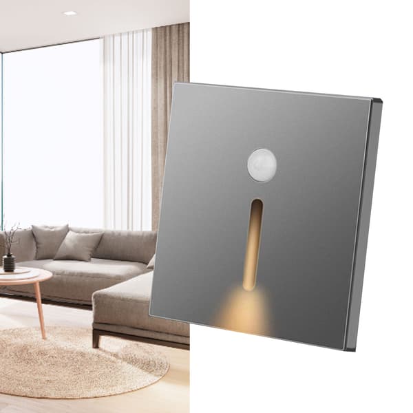 LED Rörelsesensor Nattlampa ABS Liten Induktionslampa för Sovrum Hall Grå
