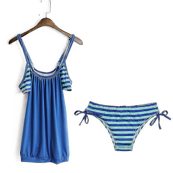 kvinnor Sexig Sportig Tankini Set Bikini Badkläder Baddräkt Semester Beachwear Baddräkt Baddräkt Light Blue XL