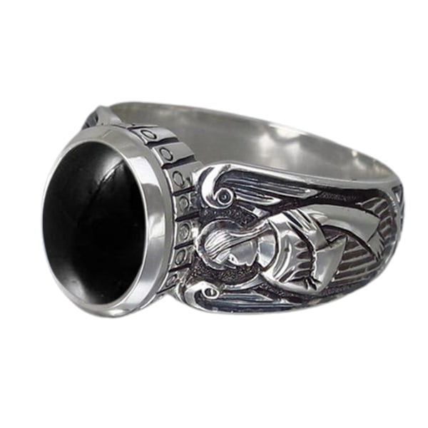 Bred Simple 2 Farver Vintage Ring Kvinder Moonstone Angel Mønster Ring Modesmykker Black US 6