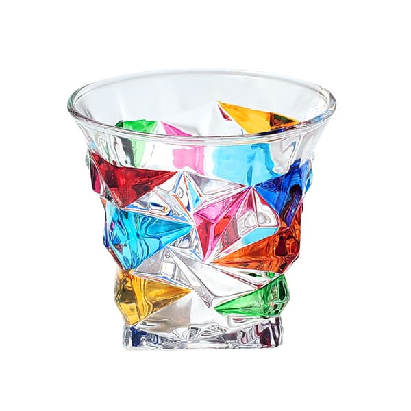 Monivärinen 320 ml matala viskilasi kotikäyttöön