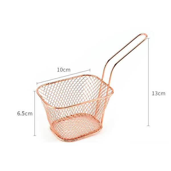 Fyrkantig stekkorg i smidesjärn Kök Restaurang Snacks BBQ-korg (silver),