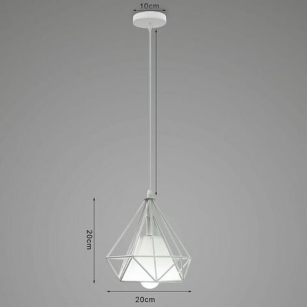 Moderne Pendel E27 Metal Diamond Loftslampe til Soveværelse Bar Restaurant Hvid - Hvid