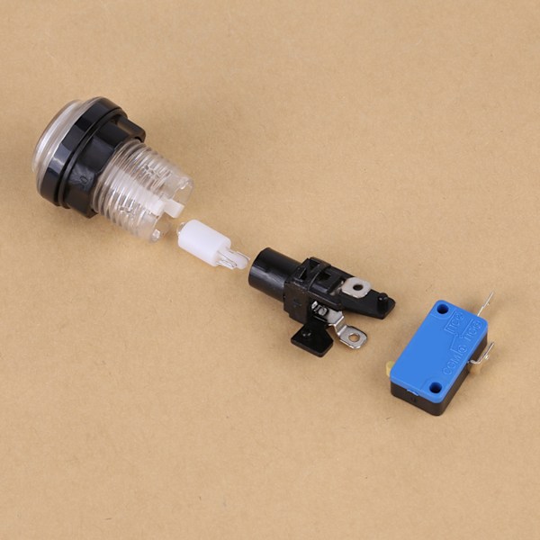 LED Arcade-knappsett - 4x startknapper, 2-spillerdel, LED-myntknapper