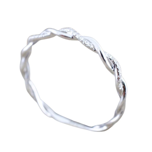 Kvinnor Ring Twisted Shape Strass Smycken Utsökt Bright Luster Ring för bröllop Silver US 10
