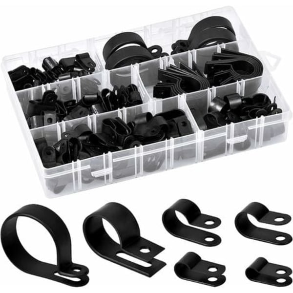 200 ST Nylon-R buntband, kabelklämma, elkabelklämma, mesh , ledningsband, kablar, gör det själv, väggar - Ø 5/6/9/12/19/28mm (svart)