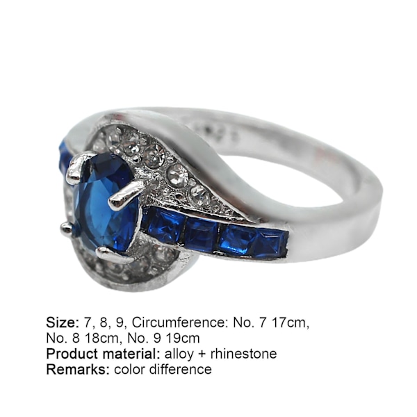 Ring Elegant reptålig legering blå rhinestone ring för semester 7