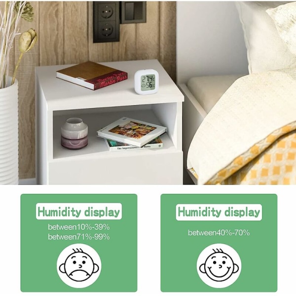 Hem Mini Hygrometer termometer för inomhusbruk (2st Vit+Grön+Blå(Celsius))