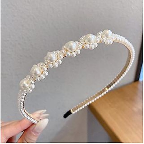 Korea Style Pearl Beaded Hair Hoop Pandebånd Lady 14