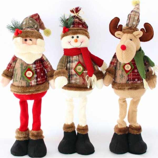 Liten gammal man docka infällbar juldekoration docka jul liten snöflinga pläd infällbar docka prydnader Kreativ jultomte Snowman Windo