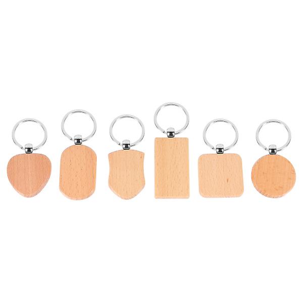 6 kpl tyhjiä puisia avaimenperät, henkilökohtaiset itse tekemät avaimenperätarvikkeet matkamuistolahja