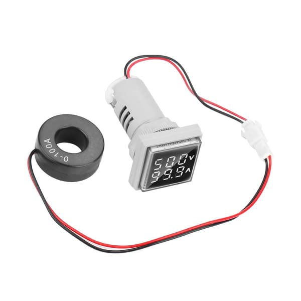 LED Digitalt Display AC Spenning Strømmåler Indikator 22mm 0-100A Hvit