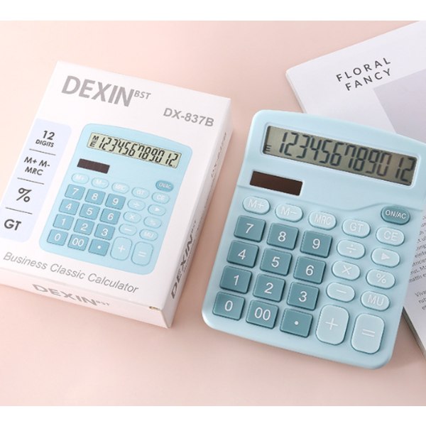 Solkalkylator Dubbeldriven finansiell redovisning Desktopkalkylator (ljusblå)