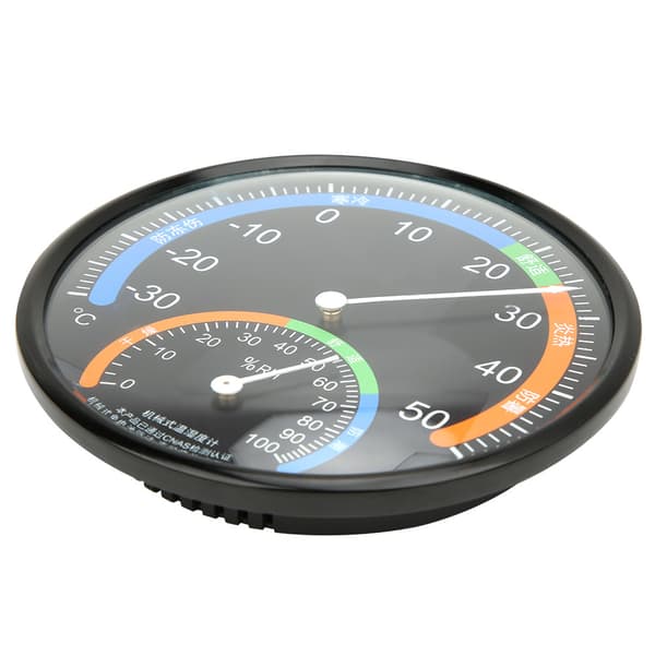 TH101 Sort Indendørs Udendørs Rund Pointer Termometer Hygrometer Temperatur Fugtighedsmåler