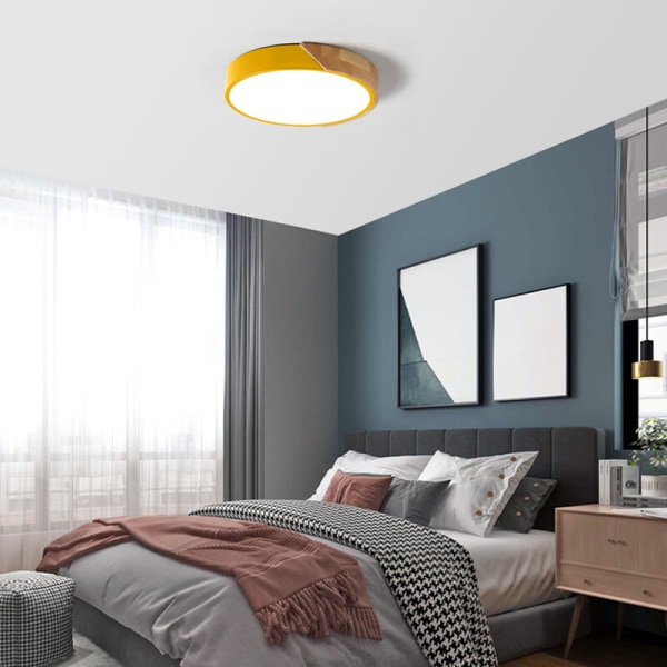 Rund LED-loftslampe til børn, diameter 30*5cm 24W, trinløs linsedæmpning, Bluetooth-forbindelse, mobiltelefonkontr.