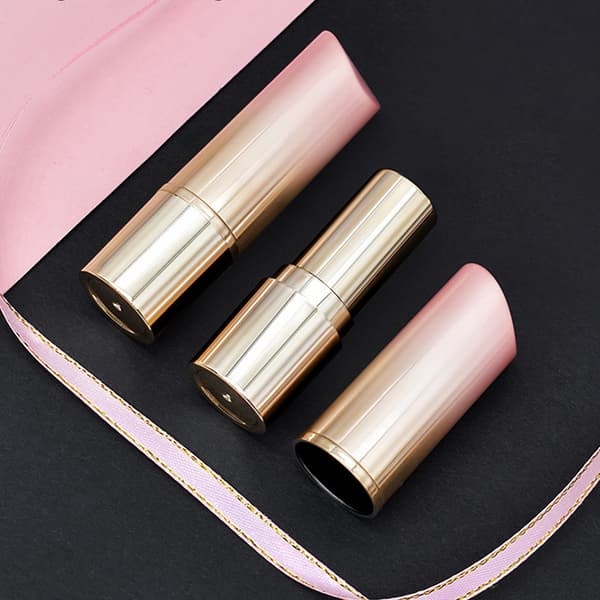 10 stk. runde tomme læbestiftrør genopfyldelige læbepomadehylsterbeholder DIY etui lyserød guld gradient