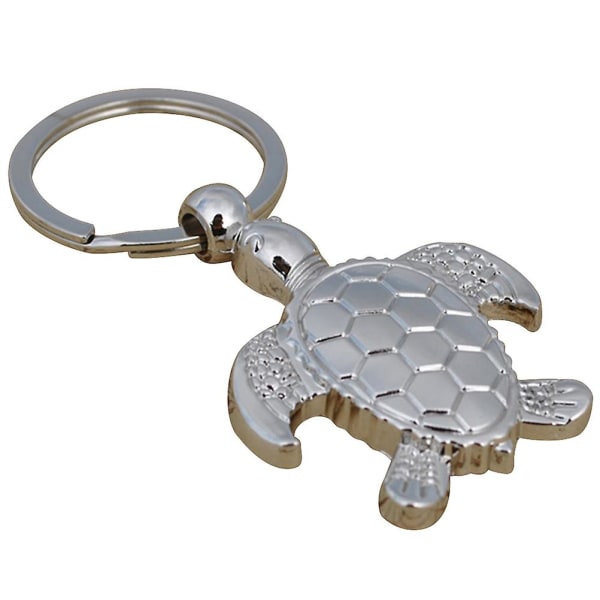 Havssköldpadda Nyckelring Nyckelring Metall Cool Bilnyckelring Handväska Hänge Dekoration Kreativ present Party Favor (silver)