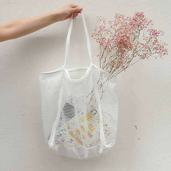 Mesh Beach Tote Dame Skulder Håndtaske A916-624 White