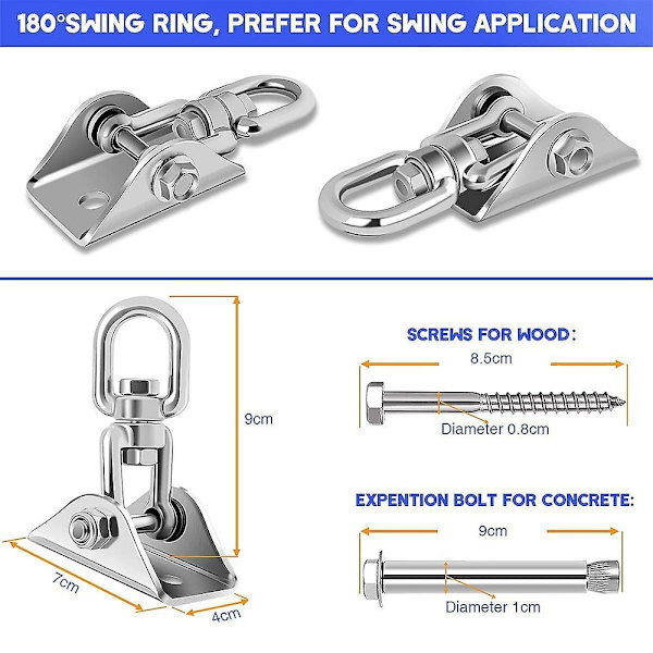 Riippumatossa ripustussarja, kapasiteetti Heavy Duty Rotate Swing Ultra kestävät koukut keinulle, tuoli, jooga, useita sisä-ulkokuntosali Style 2