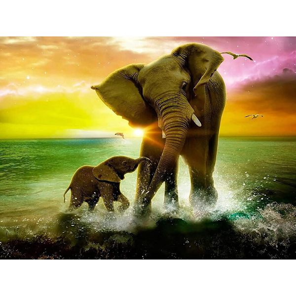 5D Diamond painting Elefant Diamond painting Konst Djur DIY Full Diamant Kristall Hantverk Korstygn Dekoration 30x40cm