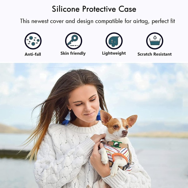 Beskyttende silikonetui kompatibel med Apple Airtag Gps Finder Hundeholder til Apple Air_tags, Slide On Pouch - Kompatibel med Apple Airtags (pink)