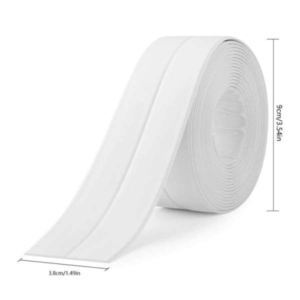 Tætningsliste Badeværelse Hvid Silikone Forseglingstape Kar PE Selvklæbende køkkenhjørne fugesaks inkluderet (320x3,8C