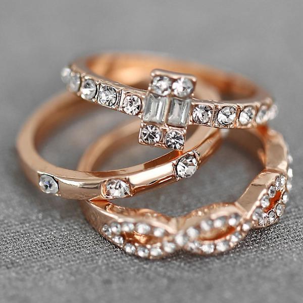 3st/ set Ring Kit Dekorativ Minimalistisk Distinkt Individualitet Finger Ring Set för dagligt bruk US 7