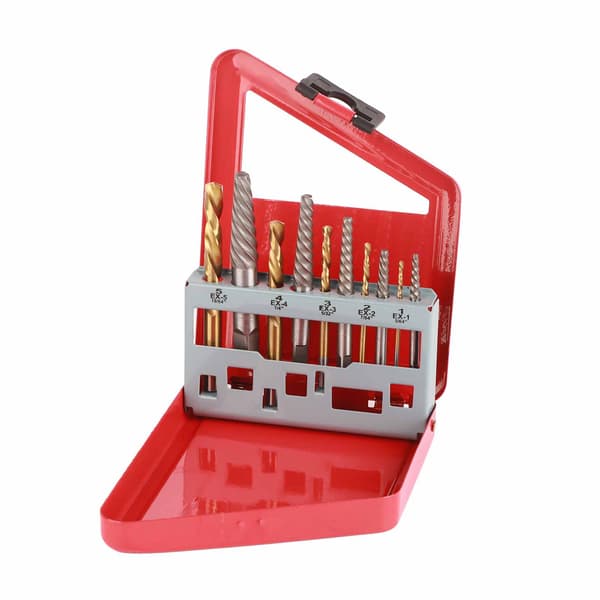10 st Vänsterhands Titanbelagda Borr Extractor Set Legerat Stål Skruv Extractor Kit