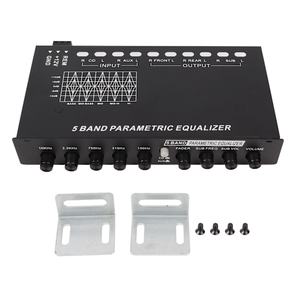 Bilstereo 5-bånds grafisk equalizer justerbar delefilterforsterker