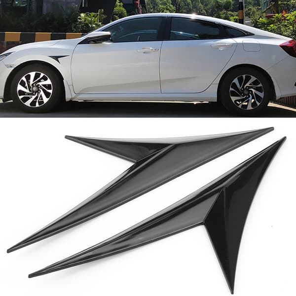 Sidoluftventil Skärmskydd Universal Triangulär Trim Dekor Bilmodifiering Passar för Honda Civic Svart