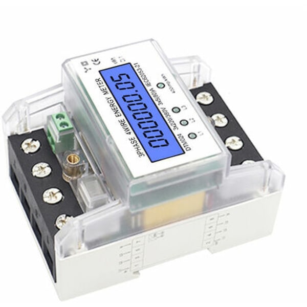3-faset 4-leder energimåler 220/380V 5-80A energiforbrug kWh måler DIN-skinneinstallation med baggrundsbelyst LCD-skærm,