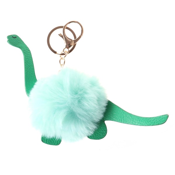 1 st nyckelring hänge dekorativ tecknad pu dinosaurie plysch boll hängande prydnad hängande hänge för väska Bil grön