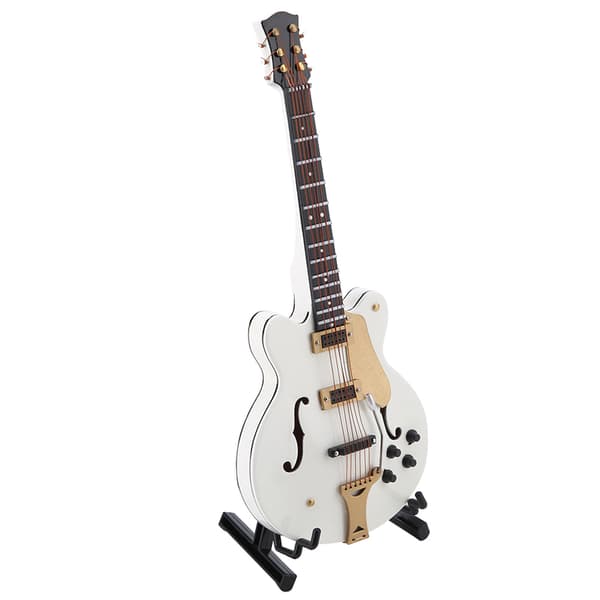Vit miniatyr elgitarr replika - perfekt julklapp!