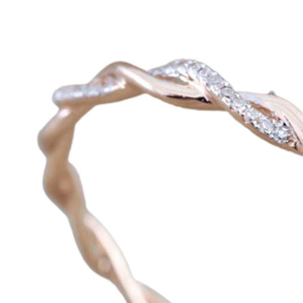 Kvinnor Ring Twisted Shape Strass Smycken Utsökt Bright Luster Ring för bröllop Golden US 9