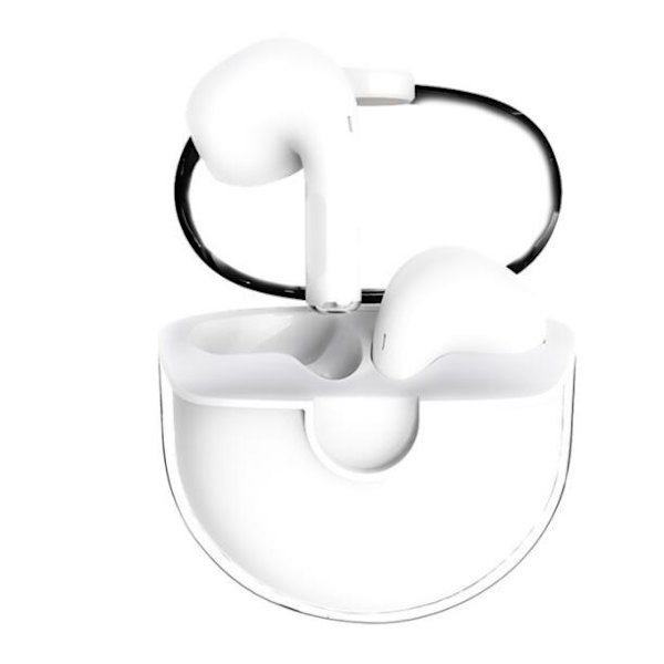 Läpinäkyvät varaston langattomat 5.0 Bluetooth kuulokkeet (valkoinen)