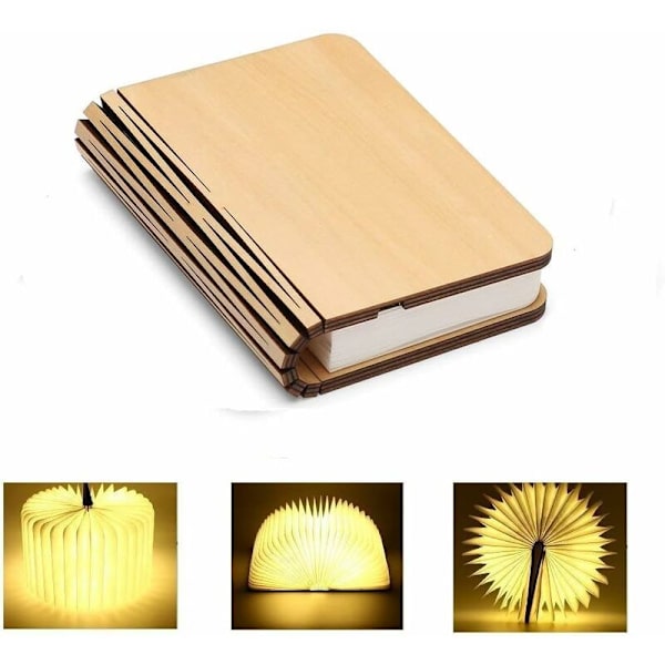 Varm gul 2,5 W Page Turn Creative Night Light Mini Foldebog Lys USB Genopladeligt Lithium Batteri Genopladeligt LE