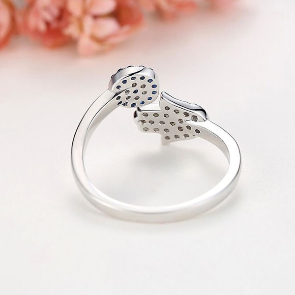 Kvinnors modeblomma Hamsa Hand Rhinestone Inläggningar Öppna Finger Ring Smycken Present