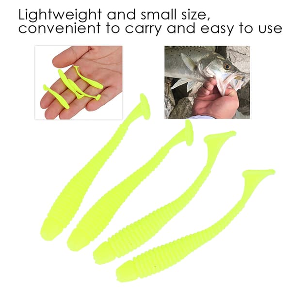 50 stk. 5 cm bløde plastikfiskelokker Grub Tail Baits Tackle Tilbehør Gul