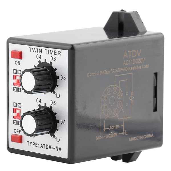 Vred Kontroll Dobbel Timer Relé MultiSection ATDVNA AC110V 220V Tidsbryter