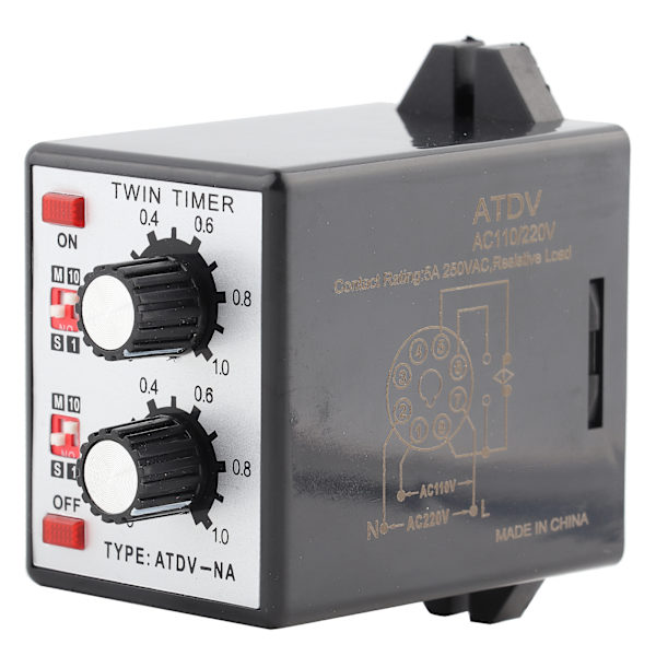 Vred Kontroll Twin Timer Relæ MultiSection ATDVNA AC110V 220V Tidsafbryder