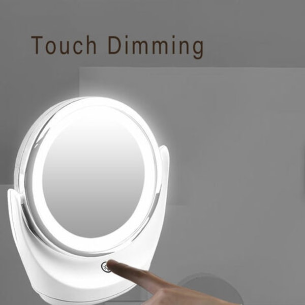 1x / 5X kaksipuolinen suurentava peili, 360° kierto, 3 tasoa himmennettävissä oleva kosketusnäyttö