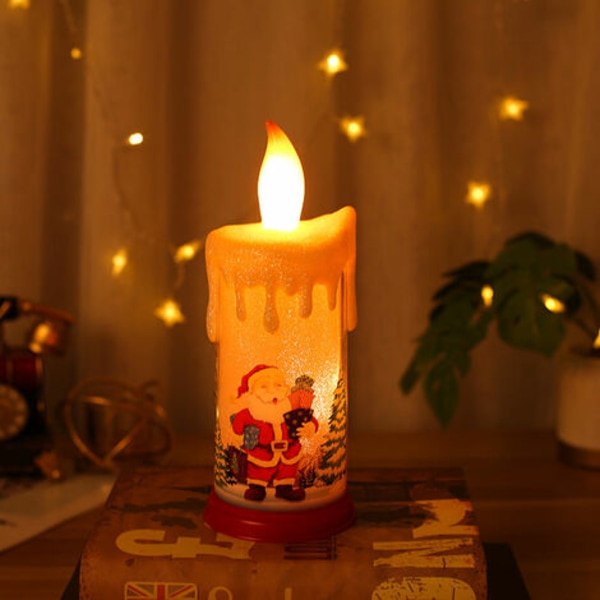 Kappaleet LED-kynttilät, jouludesign LED kelluva kynttilä Liekitön lämmin valkoinen valo, joulupukki