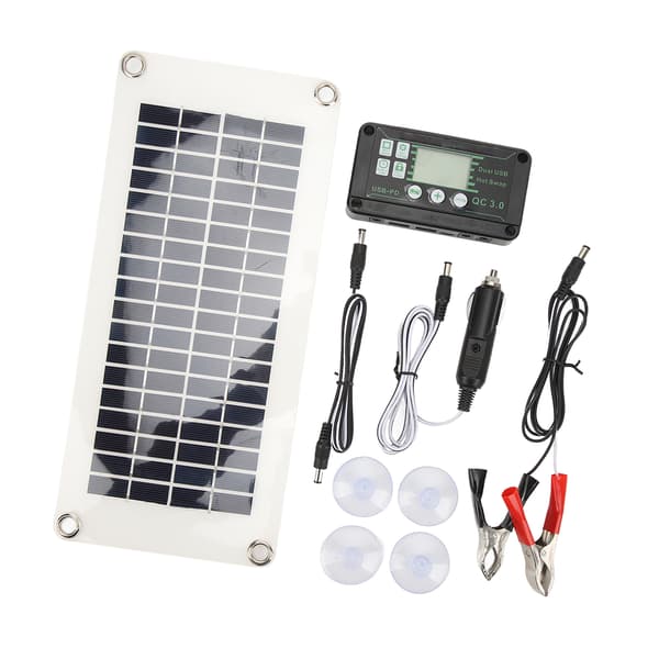 Husbil Solpanel Kit 30W Polykisel PET Batteriladdare Panel med 50A Laddningsspänningskontroll för Stugor Båtar Marina