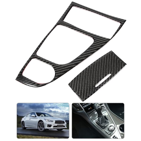 2st kolfiber växelpanel skyddskåpa passar för Infiniti Q50/Q60 2013-2019