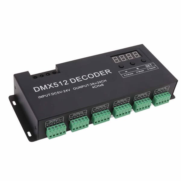 24-kanals DMX-dekoder digitalt display RGBW DMX512 dimmerdriver LED-kontroller scenebar DC5V til 24V