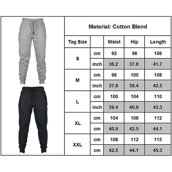 Ensfarvede joggingbukser med snoretræk til mænd Black XL