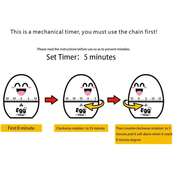 Funny Boiled Egg Cooking Countdown Timer, 1 Time Kids Mechanical Timer til køkken, studie, lektier, sportsøvelser (blå)