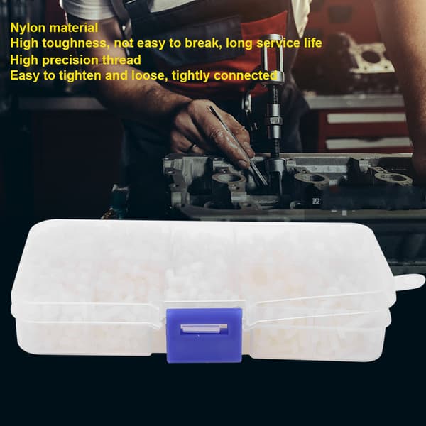 800 st M3 Nylon Skruv Mutter Bricka Kombinationssats Hårdvarutillbehör Vit