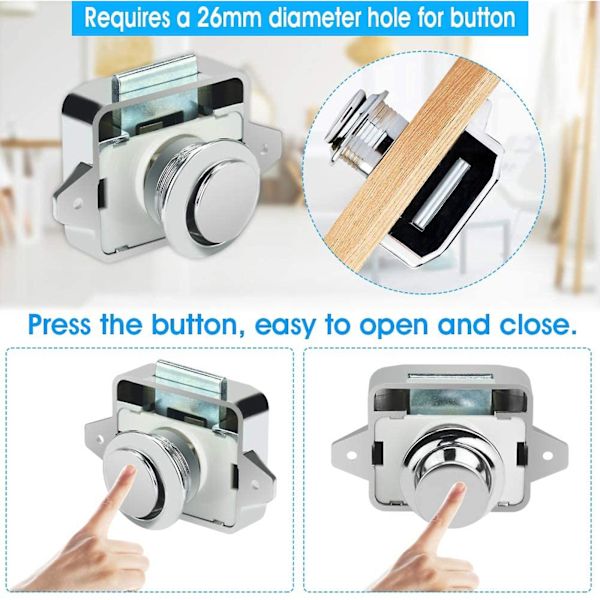 5 Pack Push Button Salpa Oven lukon salpa Avaimeton Kaapin Lukon Salpa Kaapin nupin lukko hevosperävaunuun asuntovaunuun Style 2