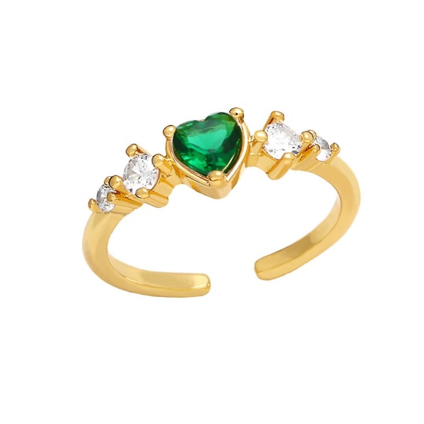 Ring Vintage Zircon Heart Stud Fashion smykker Ac9228 Green