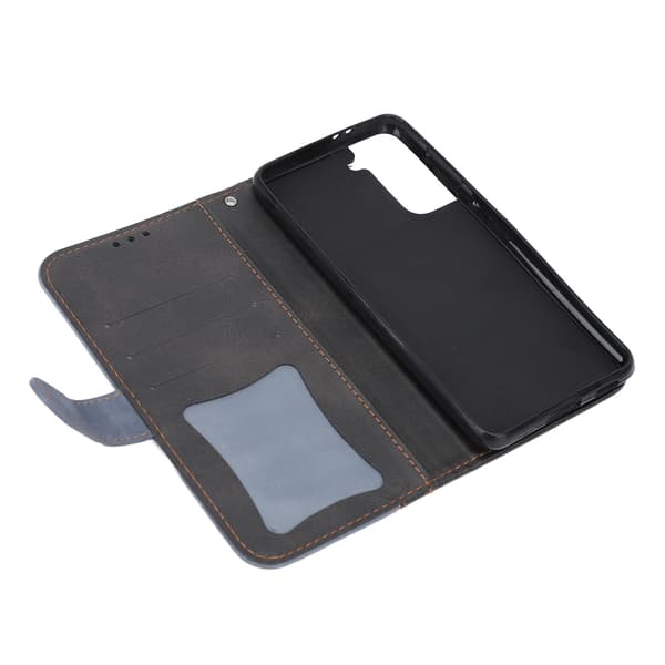 Galaxy S21 Magnetiskt Flip Läder Plånboksfodral Grå Omfattande Skydd